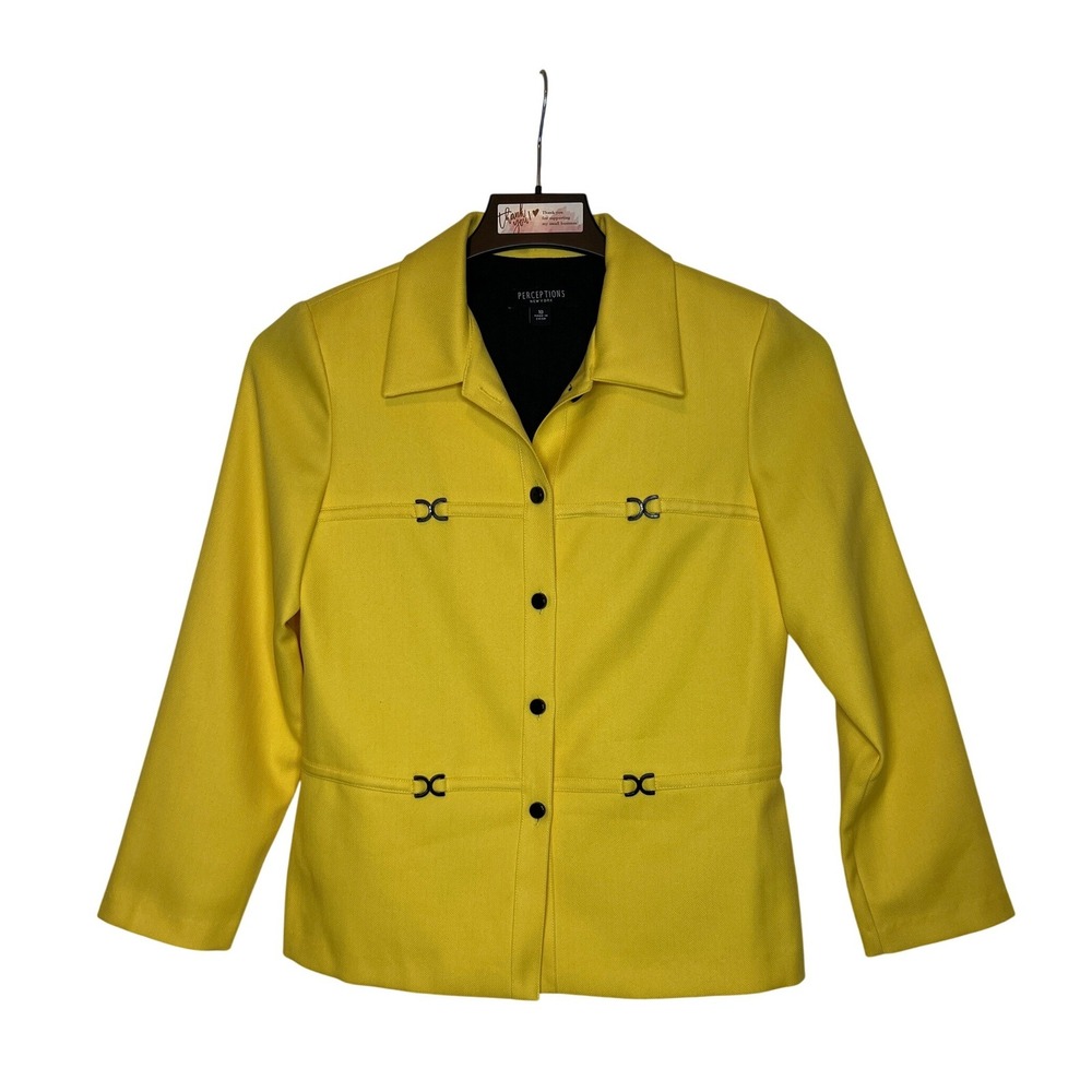 Perceptions New York Women's Size 10 Yellow Jacket Black Accents Shoulder Pads